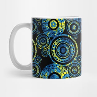 Aboriginal Art - Circles Black Background Mug